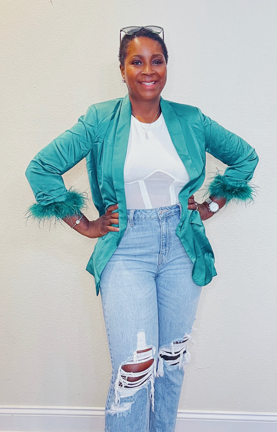Feather Boyfriend Blazer