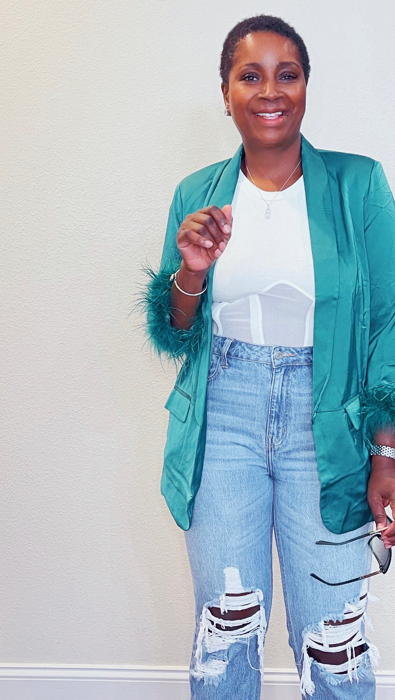 Feather Boyfriend Blazer